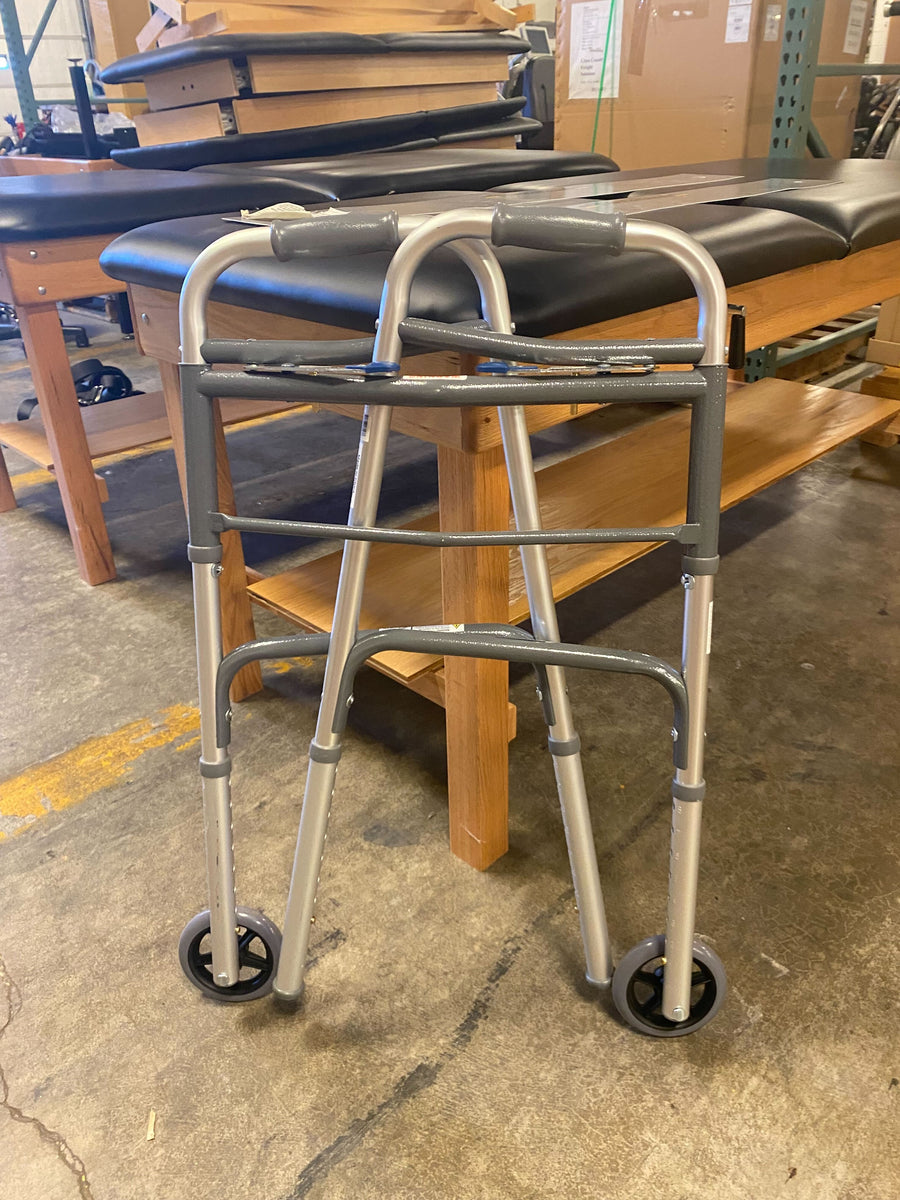 ProBasics Aluminum Two-Button Release Folding Walker With Wheels ...